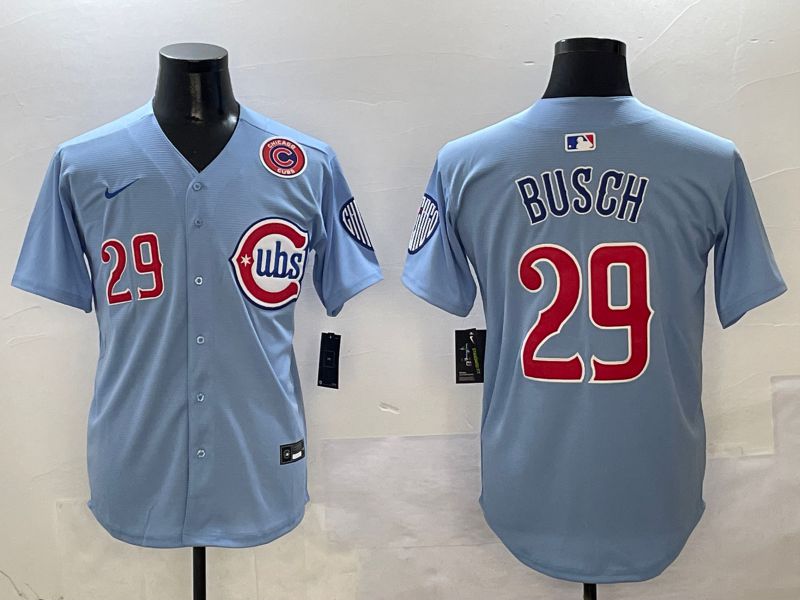 Men Chicago Cubs #29 Busch Light Blue Game 2025 Nike MLB Jersey style 3->chicago cubs->MLB Jersey